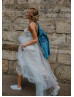 V Neck Lace Tulle Elegant Wedding Dress